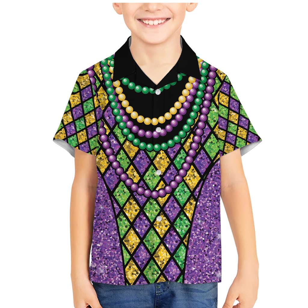 Mardi Gras Strings of Beads Family Matching Mermaid Dress and Hawaiian Shirt LT9 - Wonder Print Shop