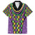 Mardi Gras Strings of Beads Family Matching Off The Shoulder Long Sleeve Dress and Hawaiian Shirt
