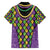 Mardi Gras Strings of Beads Family Matching Off The Shoulder Long Sleeve Dress and Hawaiian Shirt