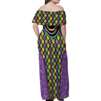 Mardi Gras Strings of Beads Family Matching Off Shoulder Maxi Dress and Hawaiian Shirt LT9 - Wonder Print Shop