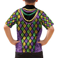 Mardi Gras Strings of Beads Family Matching Puletasi and Hawaiian Shirt