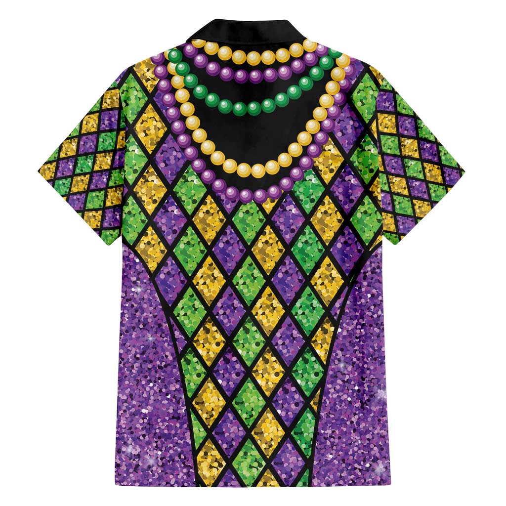 Mardi Gras Strings of Beads Family Matching Puletasi and Hawaiian Shirt