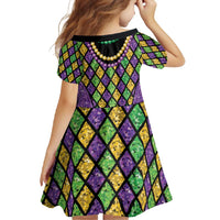 Mardi Gras Strings of Beads Family Matching Short Sleeve Bodycon Dress and Hawaiian Shirt - Wonder Print Shop
