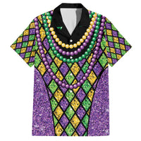 Mardi Gras Strings of Beads Family Matching Short Sleeve Bodycon Dress and Hawaiian Shirt - Wonder Print Shop