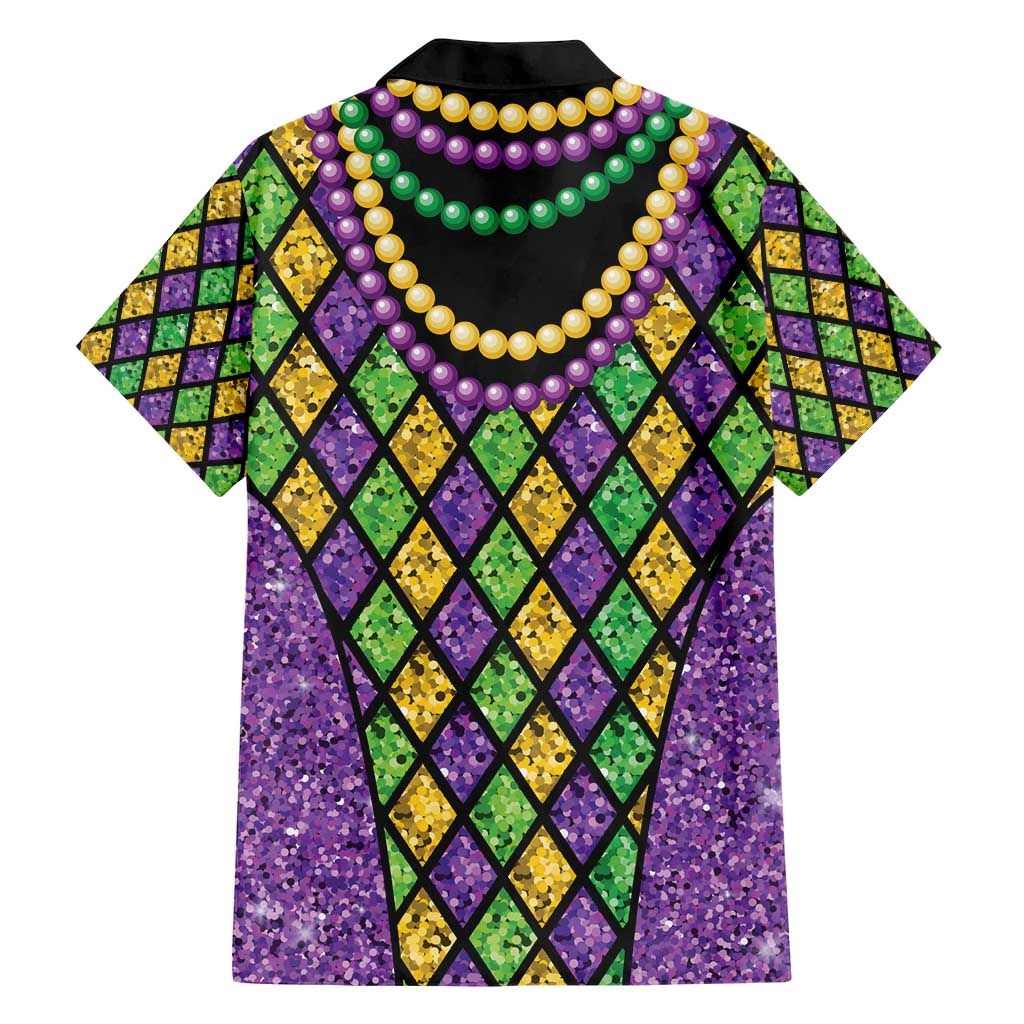 Mardi Gras Strings of Beads Family Matching Short Sleeve Bodycon Dress and Hawaiian Shirt - Wonder Print Shop