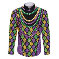 Mardi Gras Strings of Beads Family Matching Short Sleeve Bodycon Dress and Hawaiian Shirt - Wonder Print Shop
