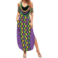 Mardi Gras Strings of Beads Family Matching Summer Maxi Dress and Hawaiian Shirt - Wonder Print Shop