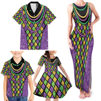 Mardi Gras Strings of Beads Family Matching Tank Maxi Dress and Hawaiian Shirt - Wonder Print Shop
