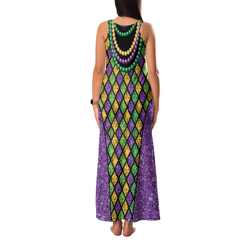 Mardi Gras Strings of Beads Family Matching Tank Maxi Dress and Hawaiian Shirt - Wonder Print Shop