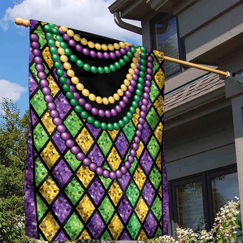 Mardi Gras Strings of Beads Garden Flag - Wonder Print Shop