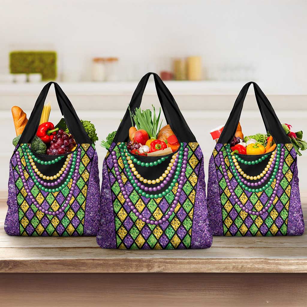 Mardi Gras Strings of Beads Grocery Bag
