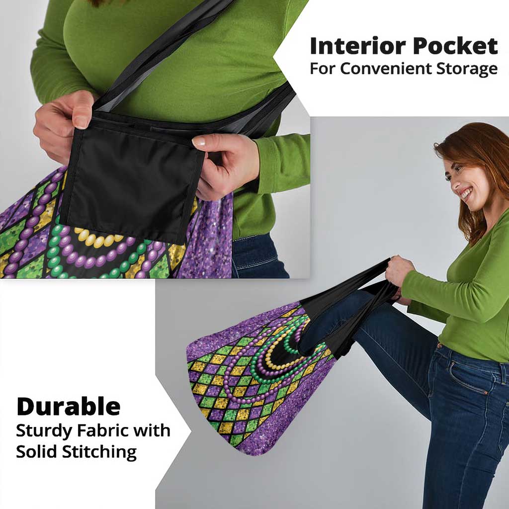 Mardi Gras Strings of Beads Grocery Bag