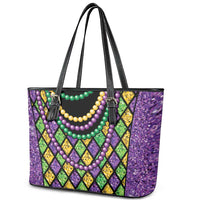 Mardi Gras Strings of Beads Leather Tote Bag