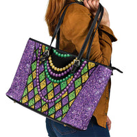 Mardi Gras Strings of Beads Leather Tote Bag