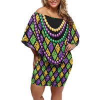Mardi Gras Strings of Beads Off Shoulder Short Dress - Wonder Print Shop
