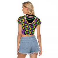 Mardi Gras Strings of Beads Raglan Cropped T Shirt - Wonder Print Shop