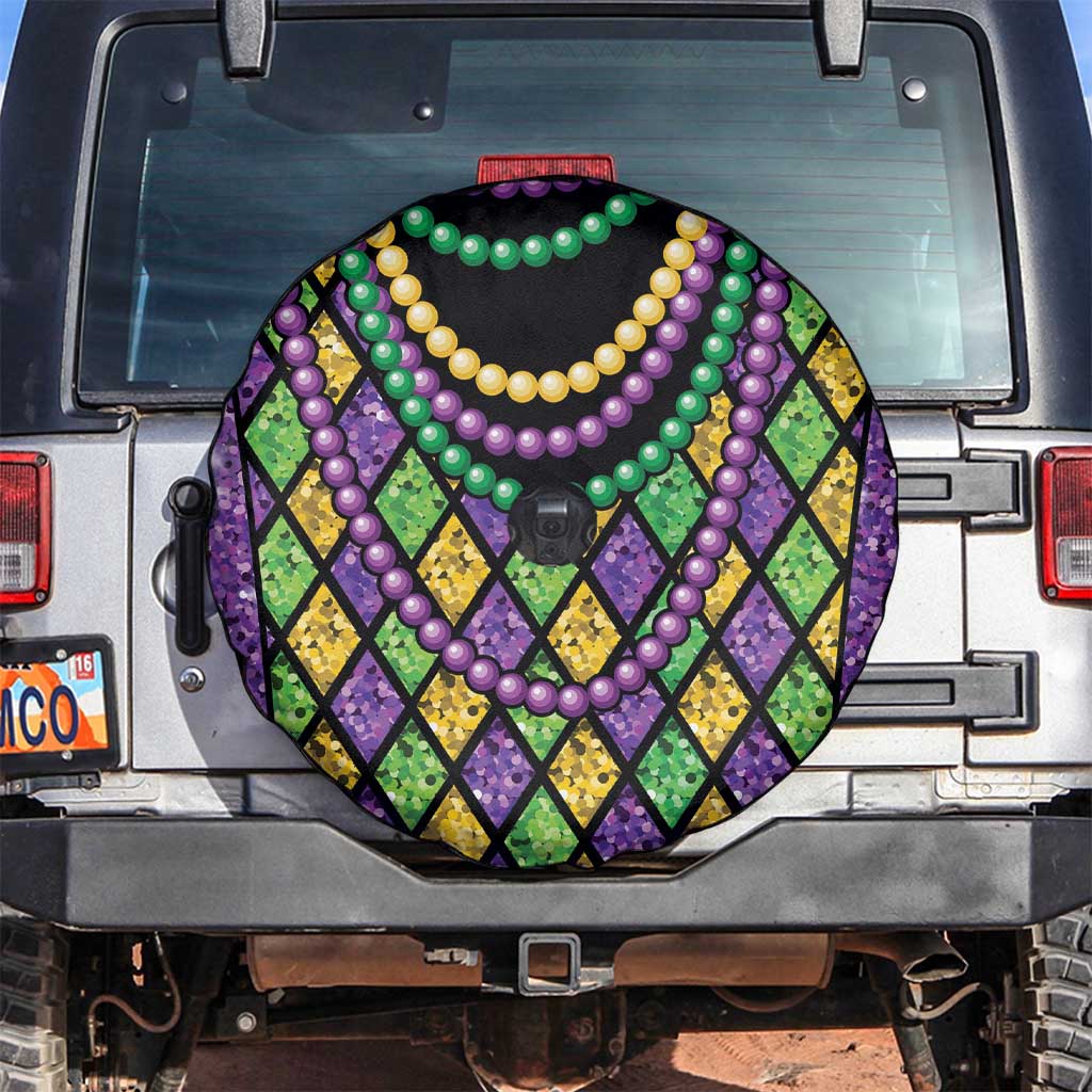 Mardi Gras Strings of Beads Spare Tire Cover - Wonder Print Shop