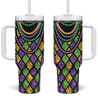 Mardi Gras Strings of Beads Tumbler With Handle - Wonder Print Shop