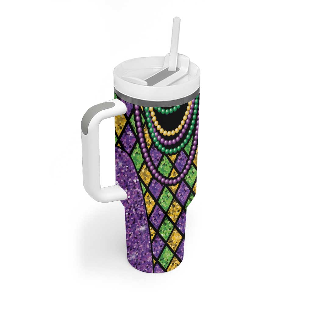 Mardi Gras Strings of Beads Tumbler With Handle - Wonder Print Shop