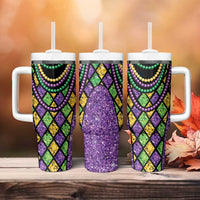 Mardi Gras Strings of Beads Tumbler With Handle - Wonder Print Shop