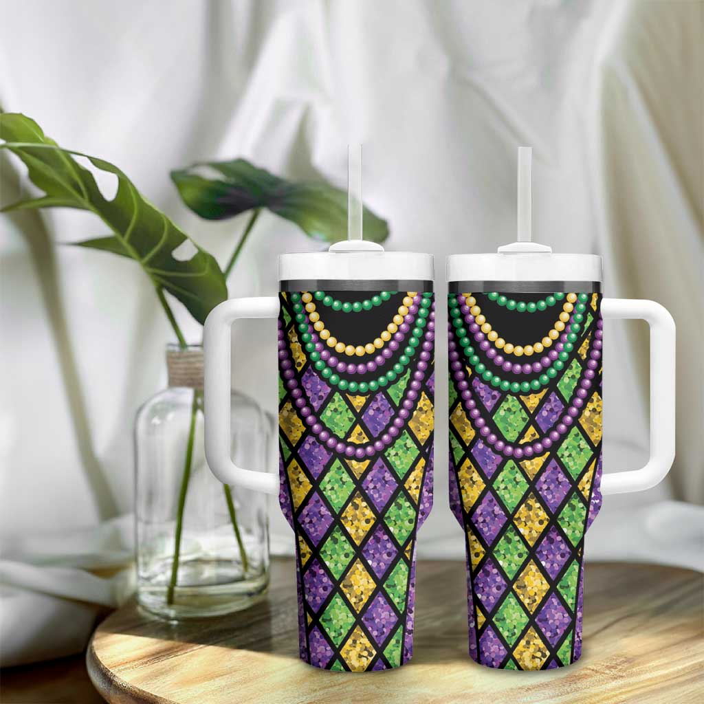 Mardi Gras Strings of Beads Tumbler With Handle - Wonder Print Shop