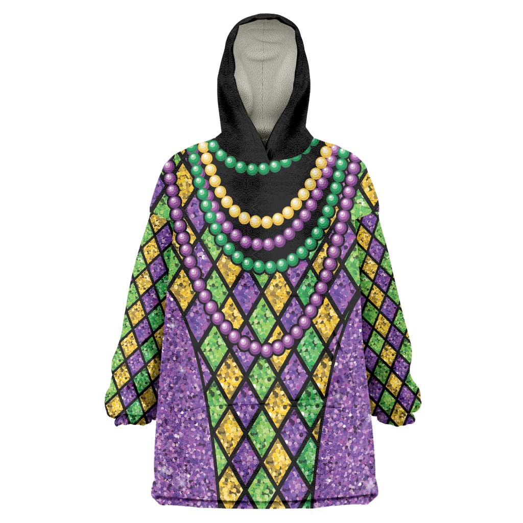 Mardi Gras Strings of Beads Wearable Blanket Hoodie - Wonder Print Shop