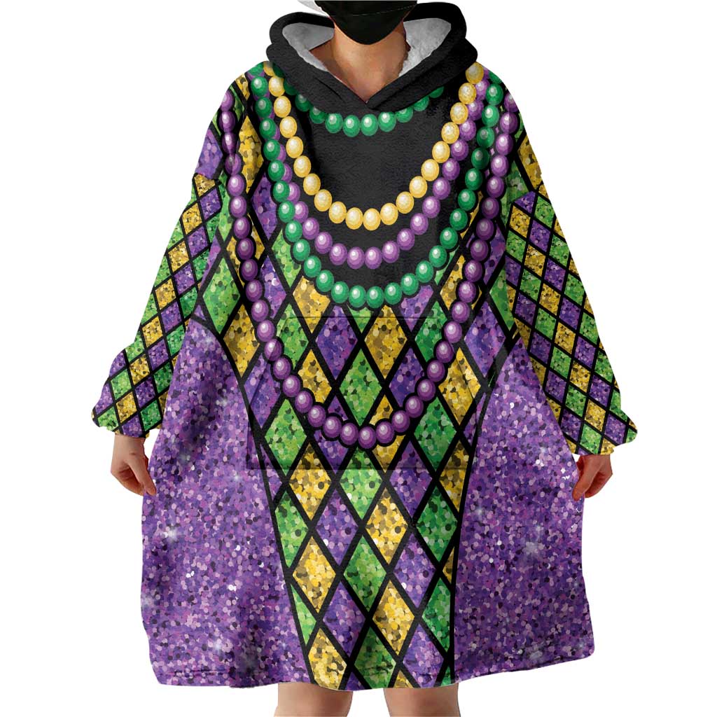 Mardi Gras Strings of Beads Wearable Blanket Hoodie - Wonder Print Shop