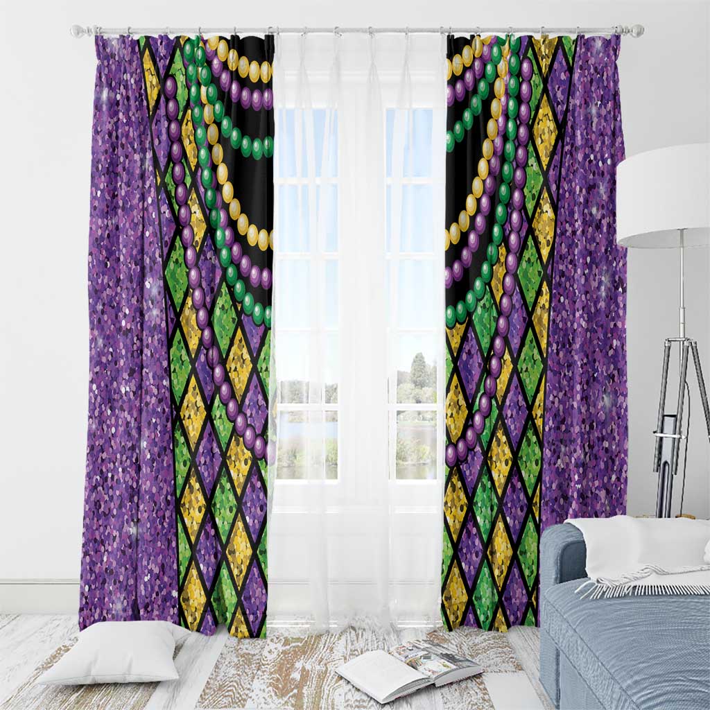 Mardi Gras Strings of Beads Window Curtain - Wonder Print Shop