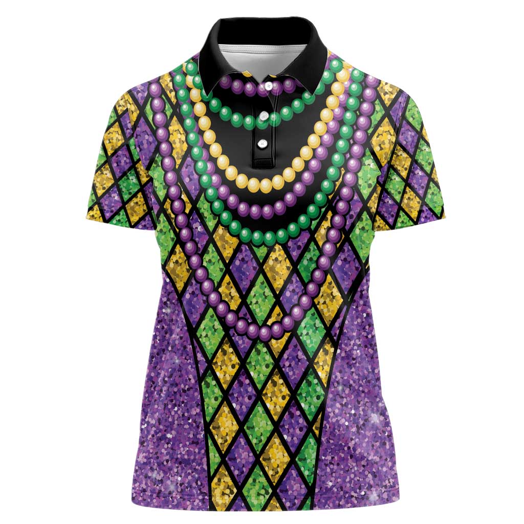 Mardi Gras Strings of Beads Women Polo Shirt - Wonder Print Shop