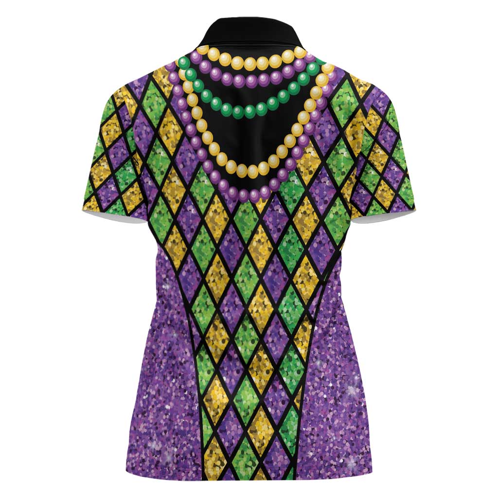 Mardi Gras Strings of Beads Women Polo Shirt - Wonder Print Shop