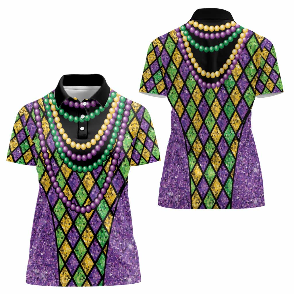 Mardi Gras Strings of Beads Women Polo Shirt - Wonder Print Shop