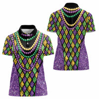 Mardi Gras Strings of Beads Women Polo Shirt - Wonder Print Shop