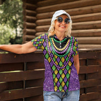 Mardi Gras Strings of Beads Women Polo Shirt - Wonder Print Shop