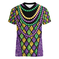 Mardi Gras Strings of Beads Women V-Neck T-Shirt - Wonder Print Shop