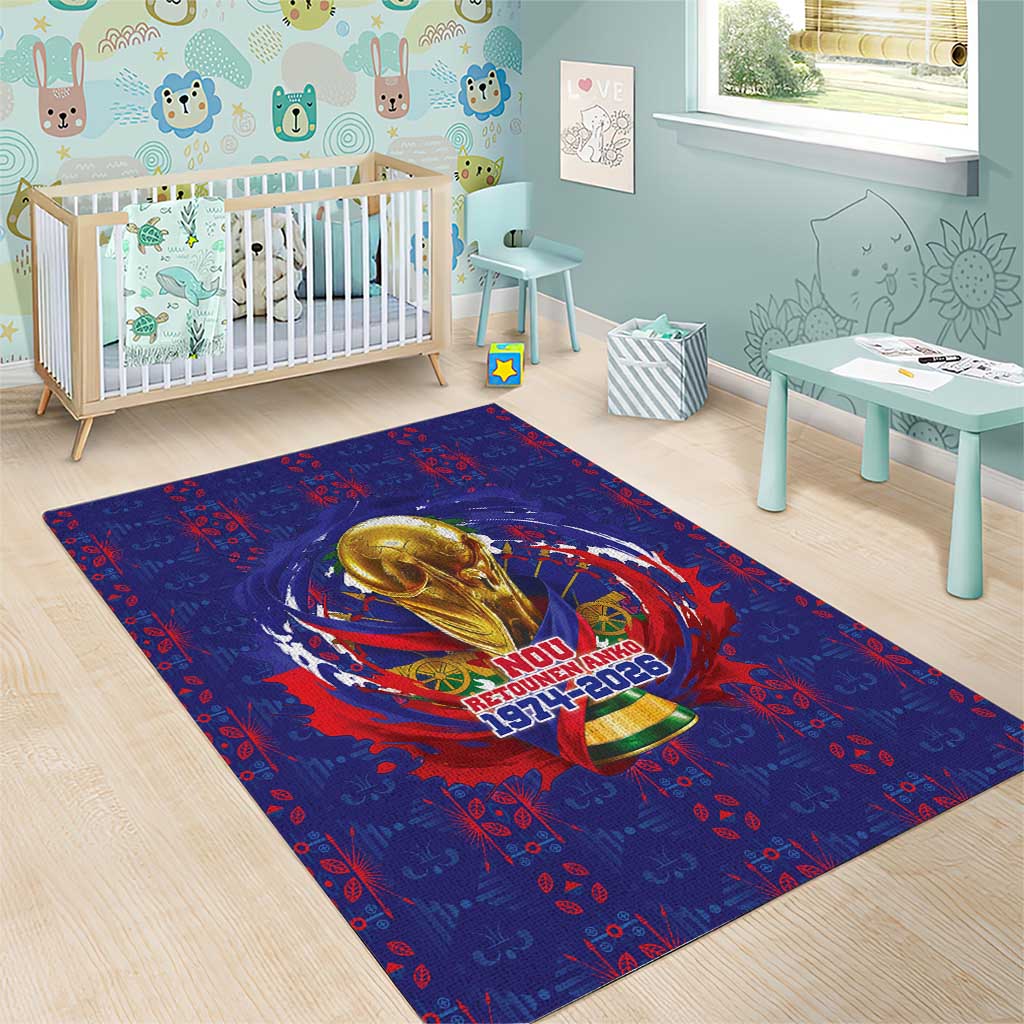 Haiti Grenadye Alaso Area Rug Blue Nou Retounen Anko 1974-2026 - Wonder Print Shop