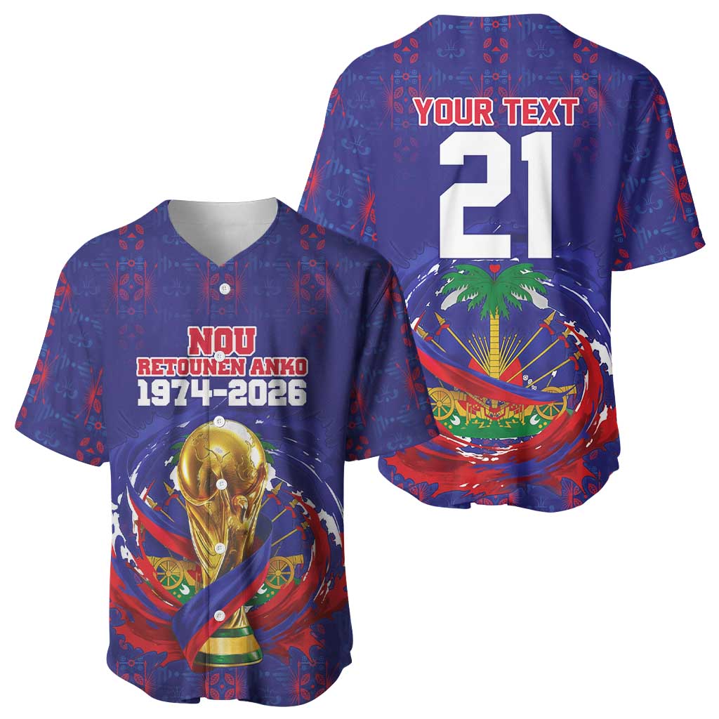 Custom Haiti Grenadye Alaso Baseball Jersey Blue Nou Retounen Anko 1974-2026 - Wonder Print Shop