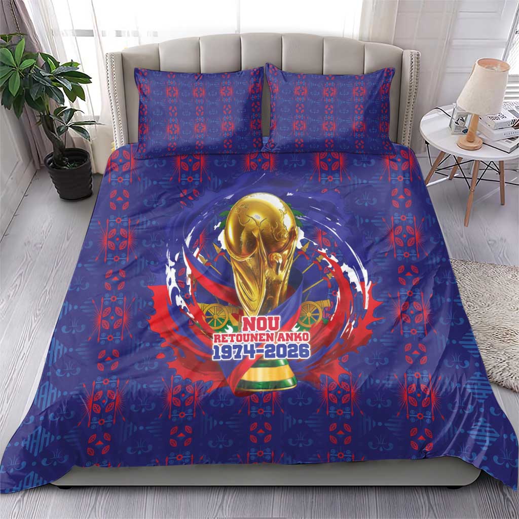 Haiti Grenadye Alaso Bedding Set Blue Nou Retounen Anko 1974-2026 - Wonder Print Shop