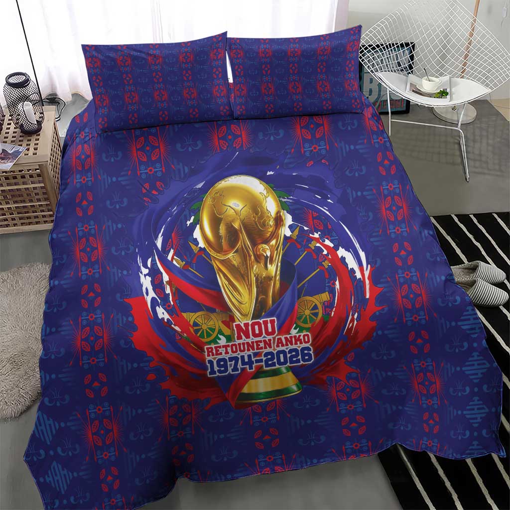 Haiti Grenadye Alaso Bedding Set Blue Nou Retounen Anko 1974-2026 - Wonder Print Shop