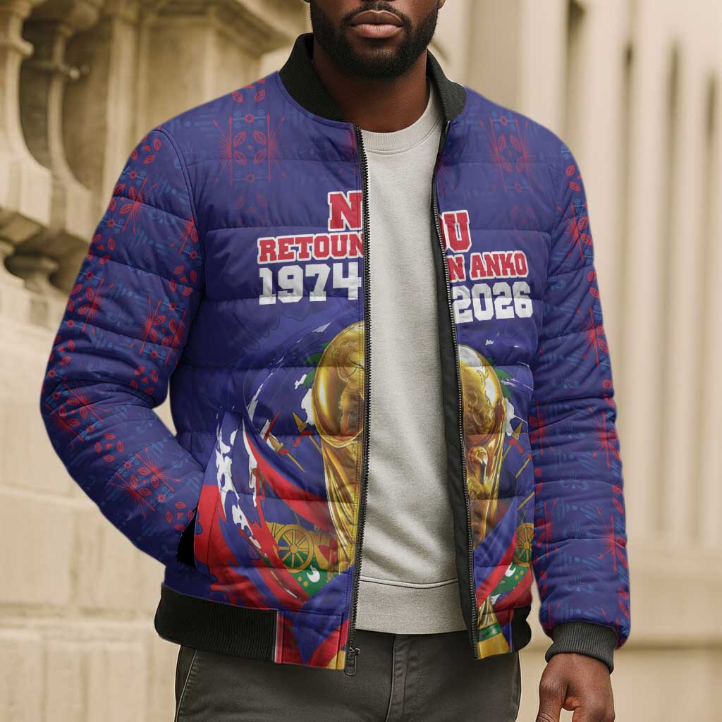 Custom Haiti Grenadye Alaso Bomber Puffer Jacket Blue Nou Retounen Anko 1974-2026 - Wonder Print Shop
