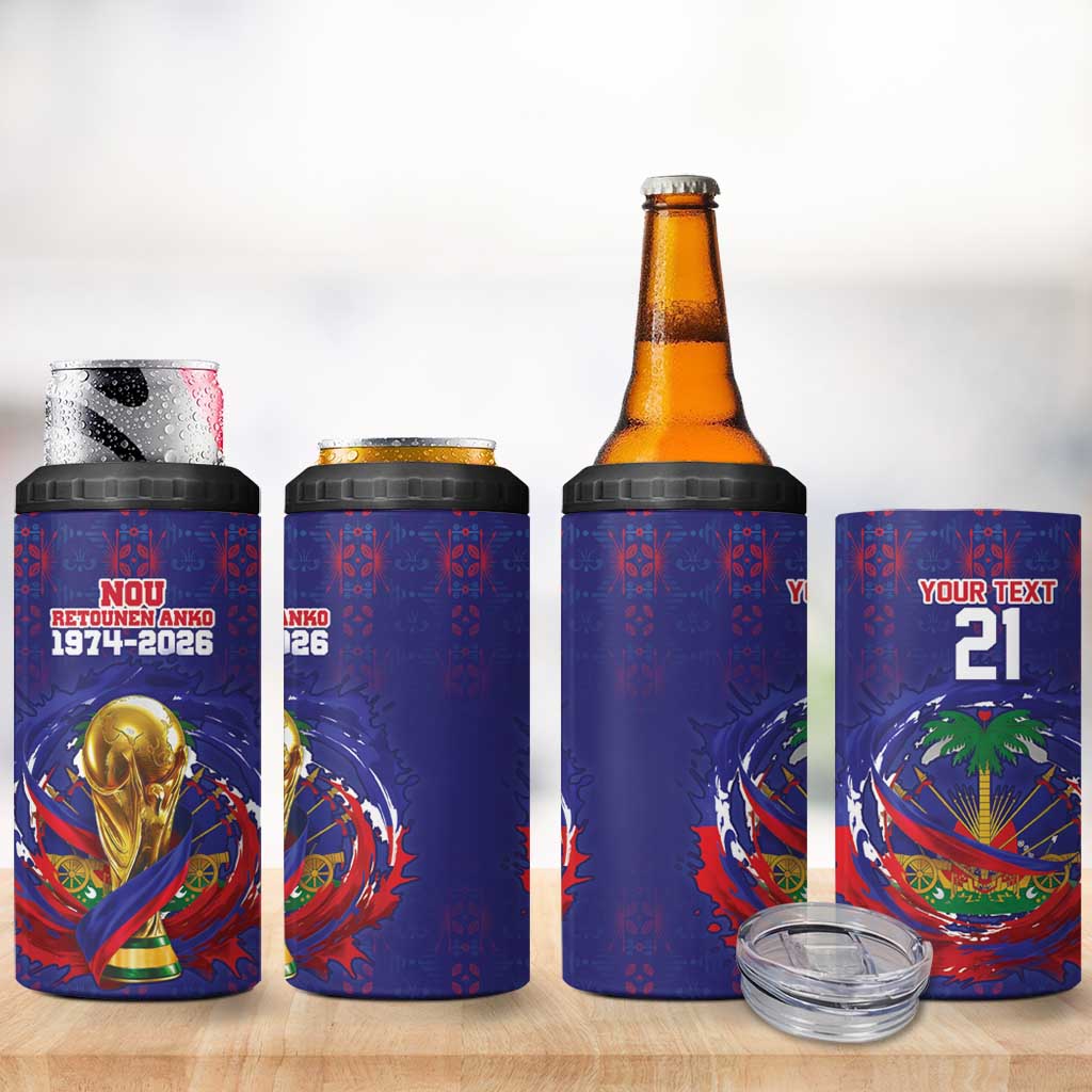 Custom Haiti Grenadye Alaso 4 in 1 Can Cooler Tumbler Blue Nou Retounen Anko 1974-2026 - Wonder Print Shop