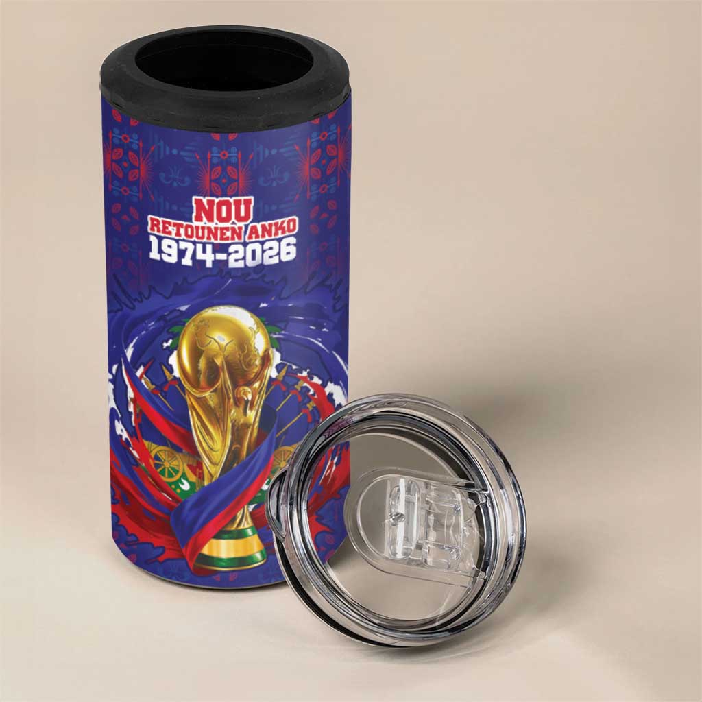 Custom Haiti Grenadye Alaso 4 in 1 Can Cooler Tumbler Blue Nou Retounen Anko 1974-2026 - Wonder Print Shop