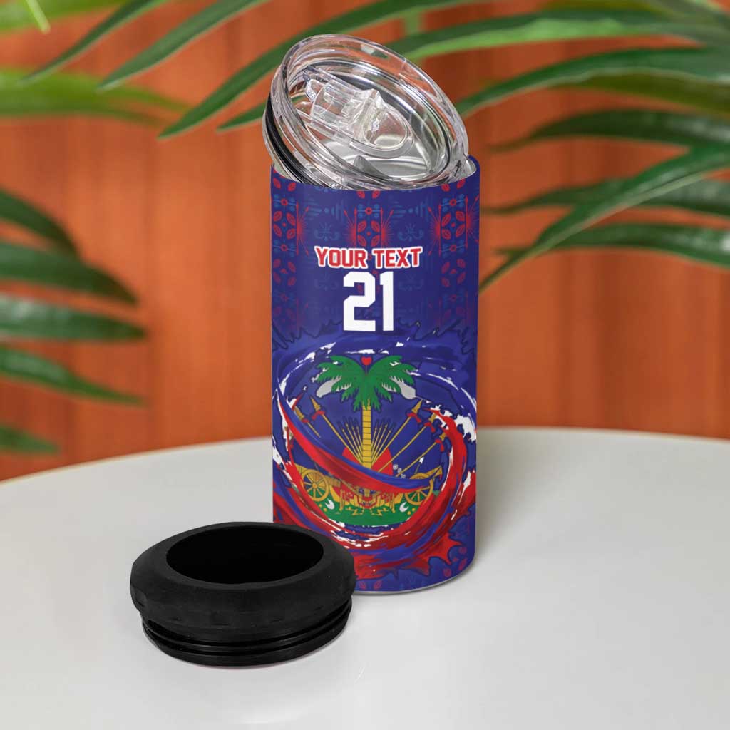 Custom Haiti Grenadye Alaso 4 in 1 Can Cooler Tumbler Blue Nou Retounen Anko 1974-2026 - Wonder Print Shop