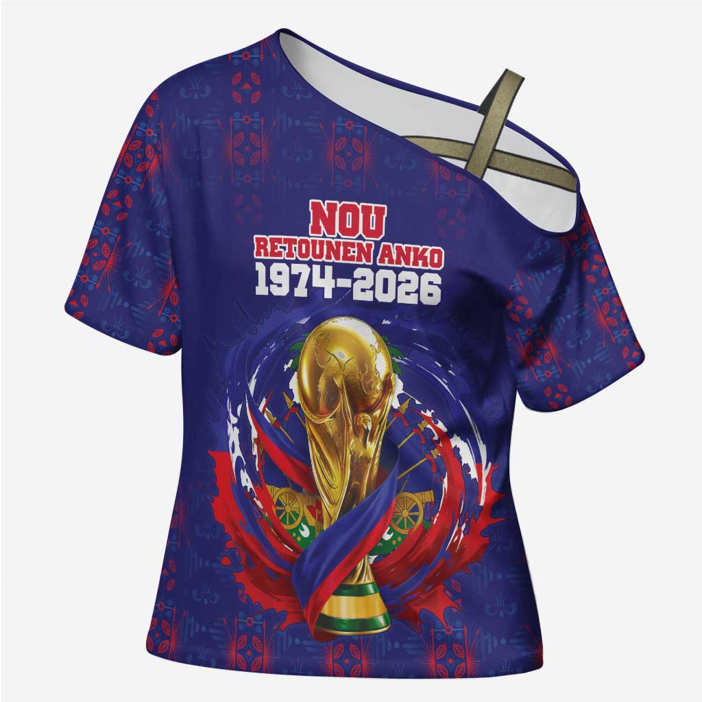 Custom Haiti Grenadye Alaso Cross Shoulder Shirt Blue Nou Retounen Anko 1974-2026 - Wonder Print Shop