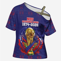 Custom Haiti Grenadye Alaso Cross Shoulder Shirt Blue Nou Retounen Anko 1974-2026 - Wonder Print Shop