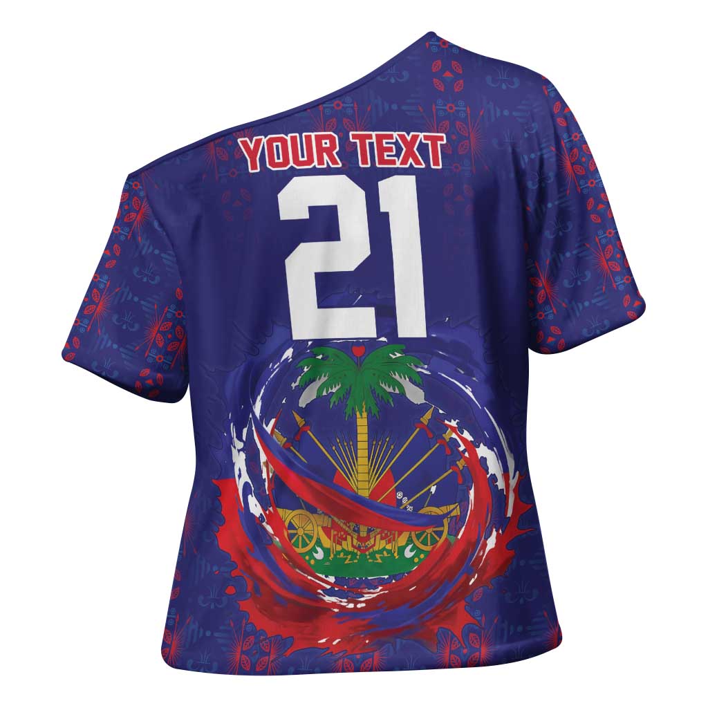 Custom Haiti Grenadye Alaso Cross Shoulder Shirt Blue Nou Retounen Anko 1974-2026 - Wonder Print Shop