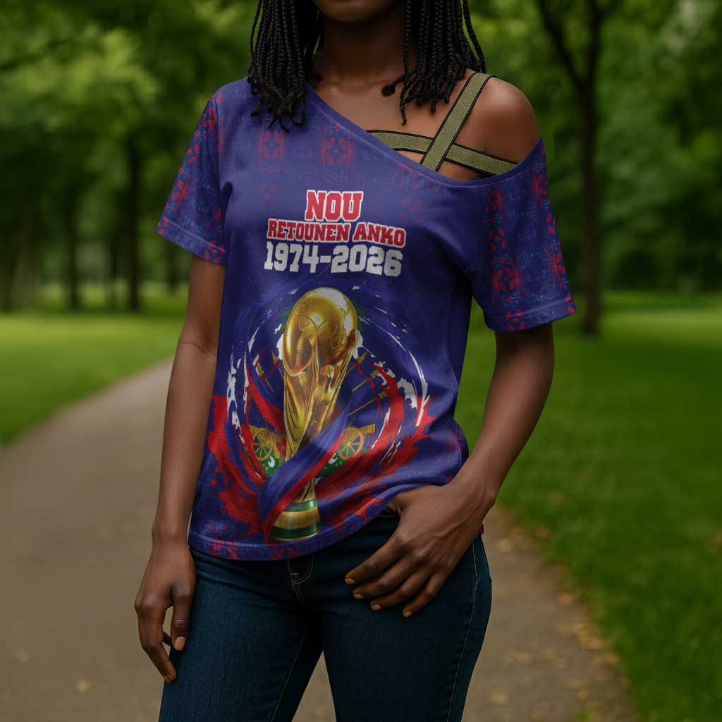 Custom Haiti Grenadye Alaso Cross Shoulder Shirt Blue Nou Retounen Anko 1974-2026 - Wonder Print Shop