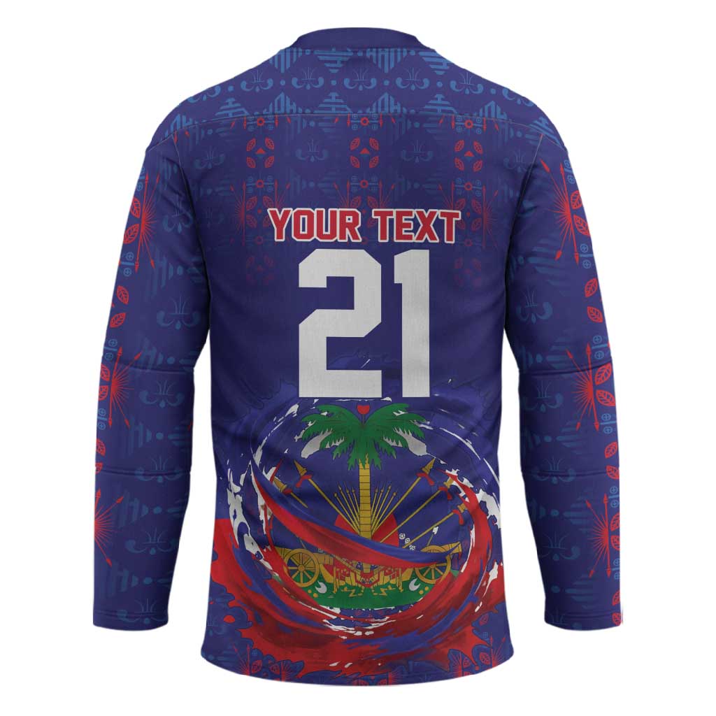Custom Haiti Grenadye Alaso Hockey Jersey Blue Nou Retounen Anko 1974-2026 - Wonder Print Shop