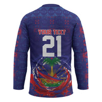 Custom Haiti Grenadye Alaso Hockey Jersey Blue Nou Retounen Anko 1974-2026 - Wonder Print Shop