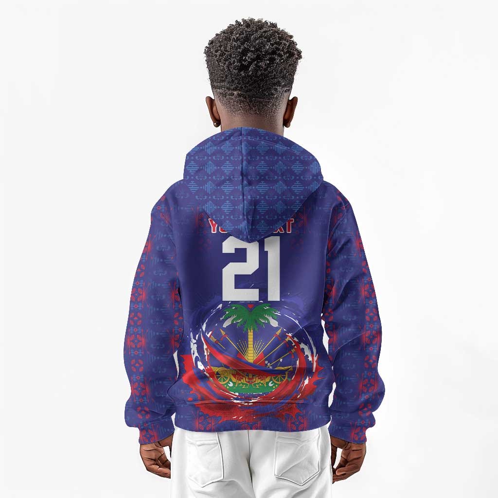 Custom Haiti Grenadye Alaso Kid Hoodie Blue Nou Retounen Anko 1974-2026 - Wonder Print Shop