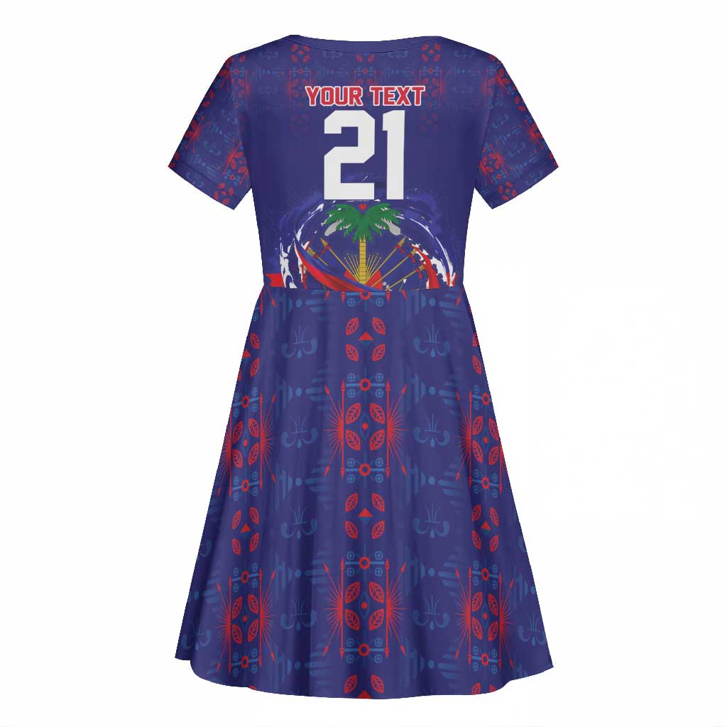 Custom Haiti Grenadye Alaso Kid Short Sleeve Dress Blue Nou Retounen Anko 1974-2026 - Wonder Print Shop